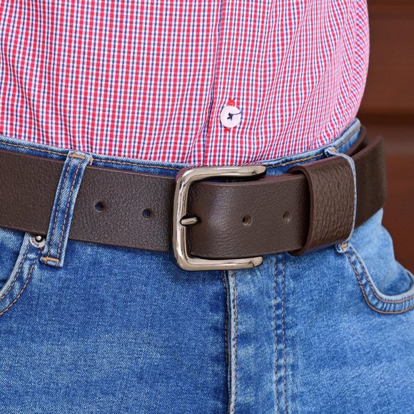 Tough and Timeless Natural Milled Thick Brown Leather Belt - Free Personalized - Picture 11 of 15